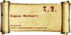 Kapus Norbert névjegykártya