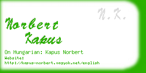 norbert kapus business card